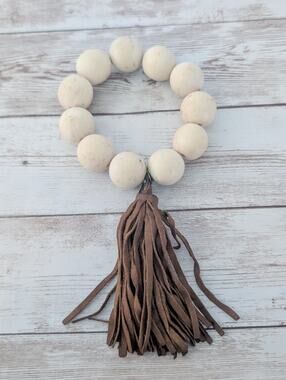 Chunky Stretch Bracelet with Brown Tassel